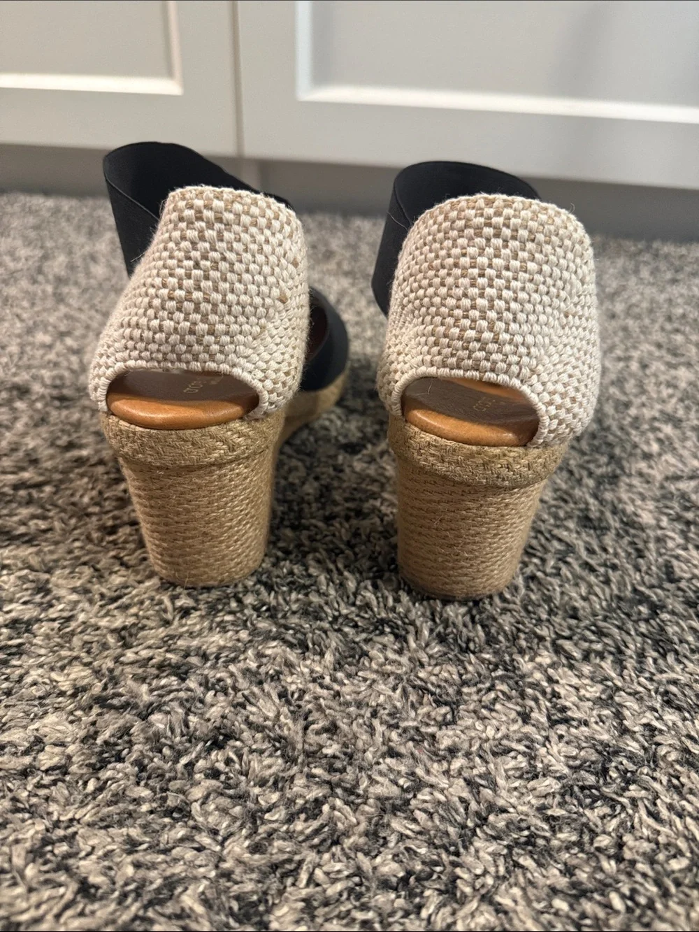 Andre Assous Women’s Black Espadrille Wedge Sandals Made in Spain